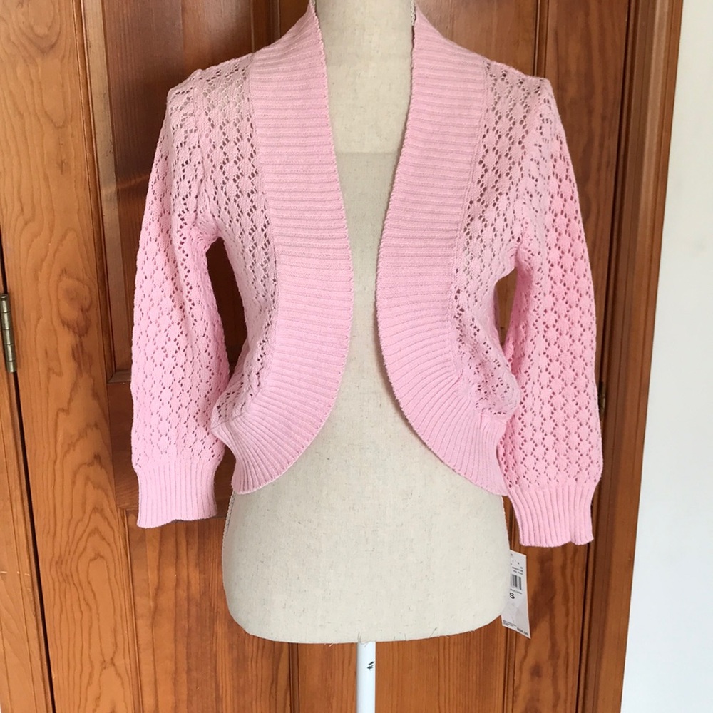 Carolyn Taylor crocheted pink cardigan.New